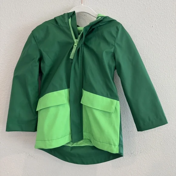 Cat & Jack Green Kids Frog Raincoat Jacket 3T Waterproof - Picture 1 of 3